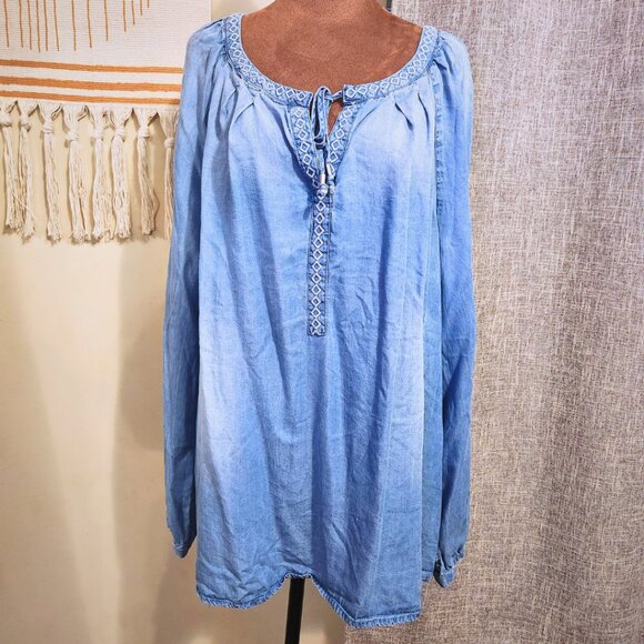 Vintage America Blues Embroidered Tunic | Perfect Boho Essential | Size XXL - Picture 1 of 8
